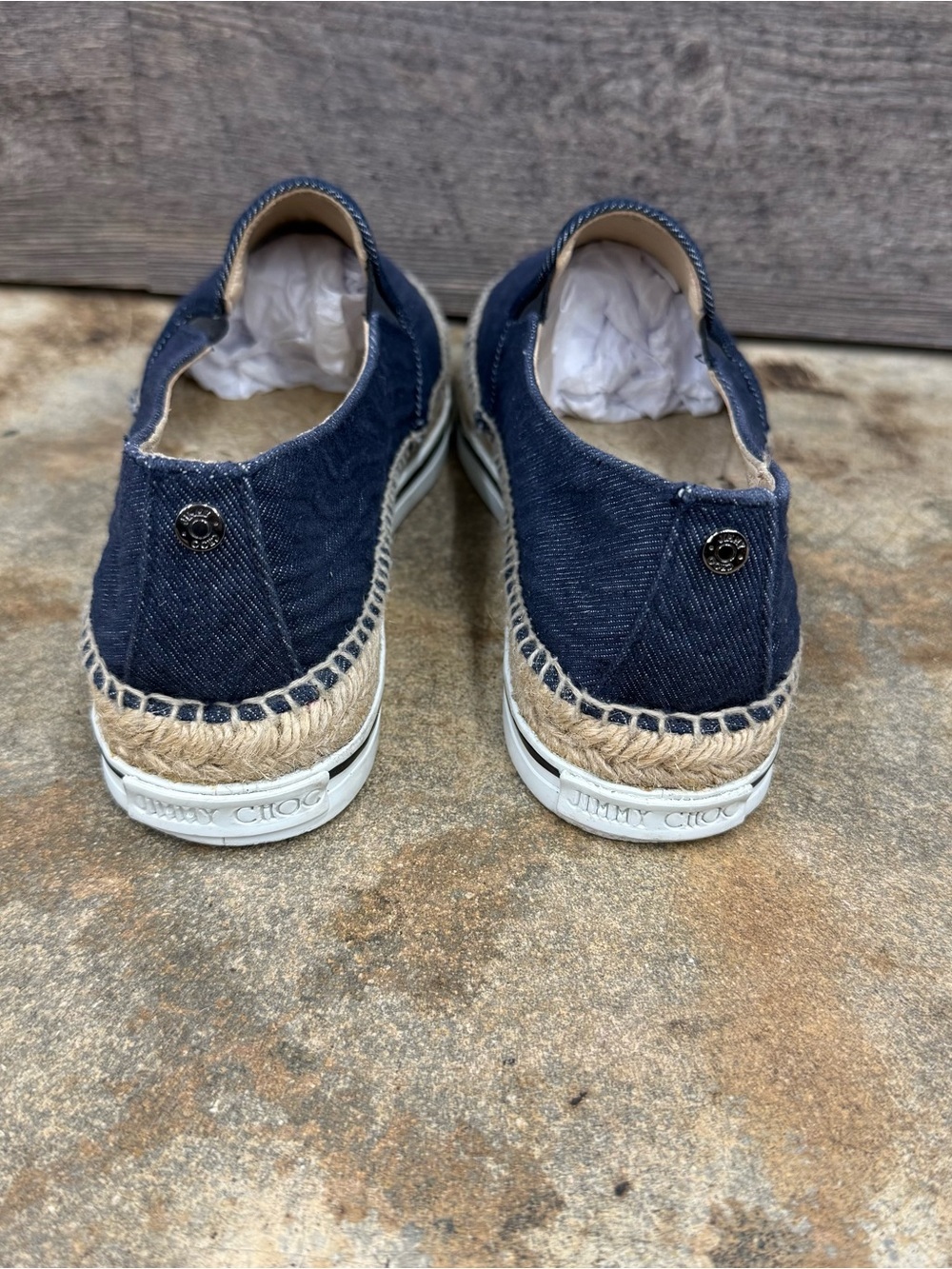 Jimmy Choo Blue Dawn Textured Slip-On Espadrilles - Picture 5 of 8